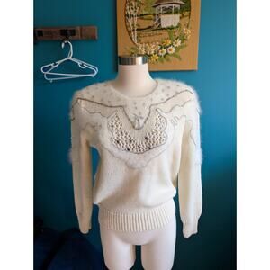 Chic Cream Sweater with Embellishments